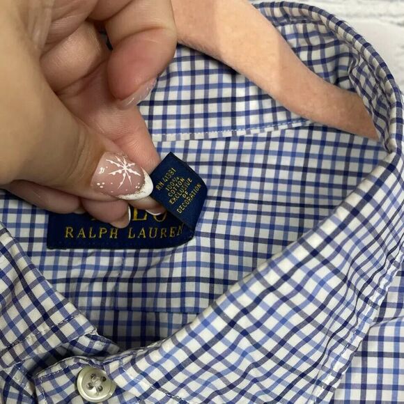 Polo Ralph Lauren Shirt Mens 2XL XXL Button Up Plaid Check Gingham Blue Pony - Picture 7 of 13
